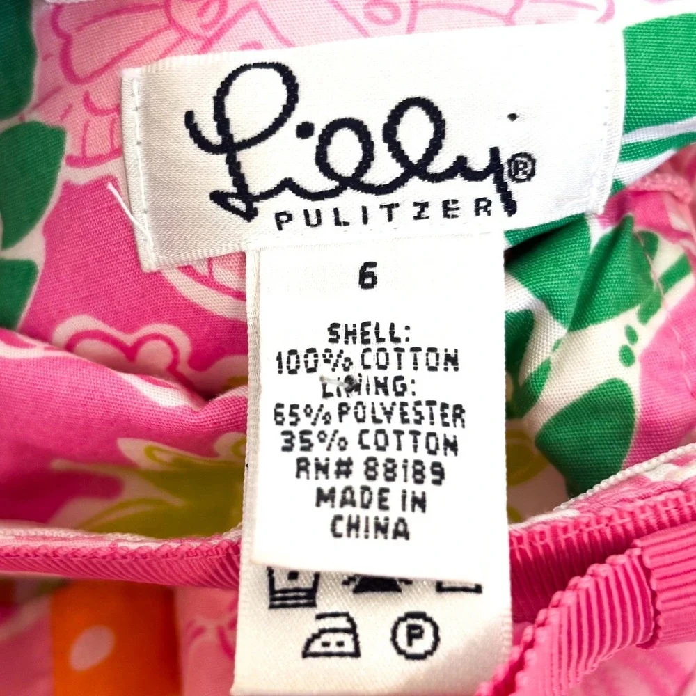Vintage Lilly Pulitzer Preppy Patchwork Strapless Dress Size 6 Pink Coquette - Picture 8 of 9